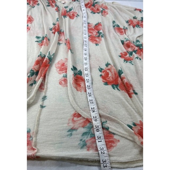 Painted Threads Medium Floral Green Orange Knit Open Cardigan Preppy Cottage - Picture 9 of 10